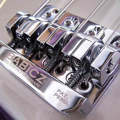 Babicz Full Contact Hardware ORIGINAL SERIES FCH4 AM BASS BRIDGE, 4 String -string thru chrome image 3