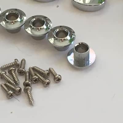 6 Complete Vintage Inline Electric Guitar Mounted Casing Gear Tuners + Bushings image 11