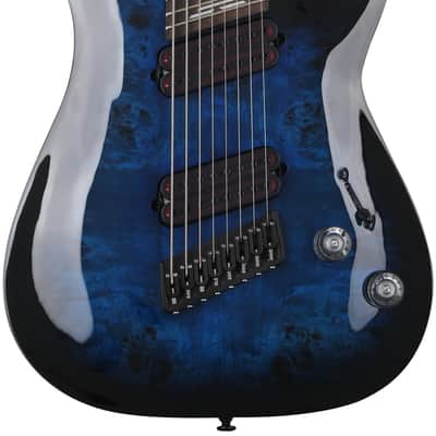 Schecter Omen Elite-8 Multiscale 8-string Electric Guitar - See Through Blue Burst image 1