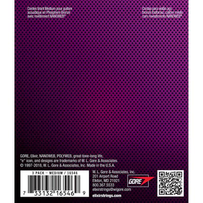 Elixir Limited Edition 3-Pack 16102 Phosphor Bronze NANOWEB Acoustic Guitar Strings Medium 13-56 image 6
