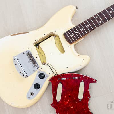 1965 Fender Mustang Vintage Offset Guitar Olympic White w/ Case image 22