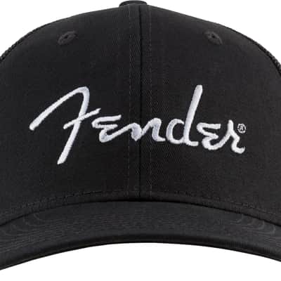 Fender Silver Thread Logo Snapback Trucker Hat Black image 2