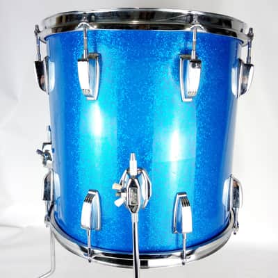 Ludwig 14x14 Foor Tom Drum Blue Sparkle Vintage 70s 3Ply Maple Jazzette/Downbeat image 7