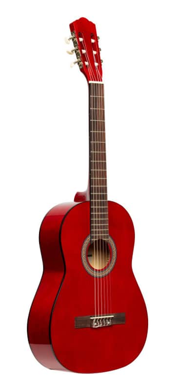 Stagg 3/4 Size Classical Guitar With Linden Top In Vibrant Red image 1