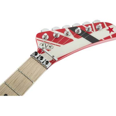 Used EVH Striped Series 5150 Electric Guitar - Red, Black and White Stripes image 7
