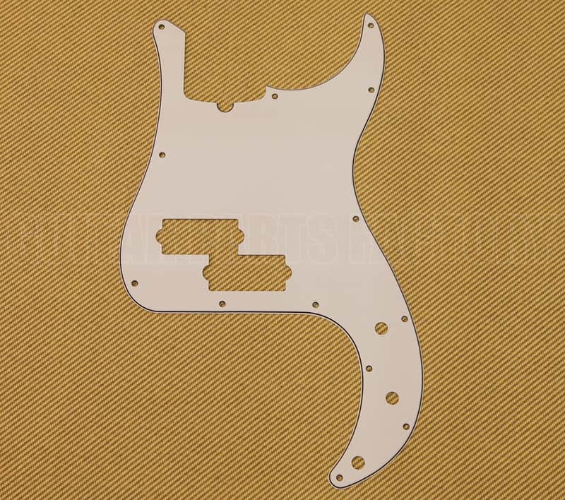 099-1376-000 Fender 3-Ply Parchment 13-Hole Mount Precision Bass Pickguard with Truss Rod Notch image 1