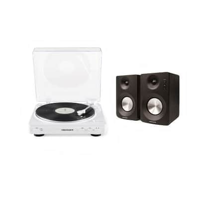 Crosley KT400A Fully Automatic Bluetooth 2-Speed Turntable with S100A Stereo Speakers, White-NEW image 2