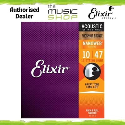 Elixir Nanoweb 12 String Acoustic Guitar Strings, Phosphor Bronze, 10-47 - 16152 image 1