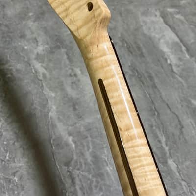 6string Stainless steel 22fret Rosewood Natural Flame Maple Electric Guitar Neck Gloss image 7