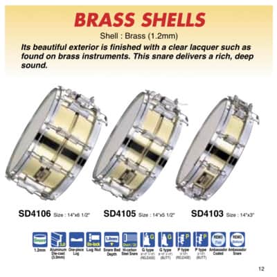 (Video) Yamaha 1990s SD-4105 14x5.5 Seamless Brass Snare Drum image 13