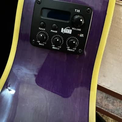 Luna Flora Passionflower Quilt Maple Acoustic-Electric Guitar 2010s - Trans Purple image 8