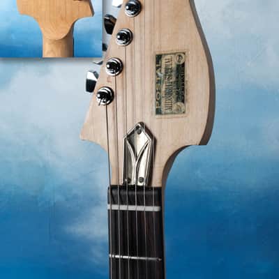 Postal Midnight Special Flamed Maple Tiger-burst-Duncan Pearly Gates pickups Bigsby Carved Scroll Headstock image 5