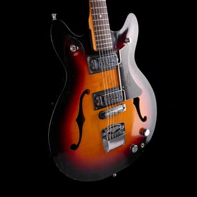 Vintage Wilson Semi-Hollow Electric Guitar Sunburst with Gig Bag image 7