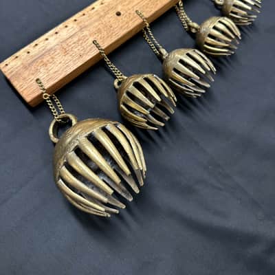 Dobani ELPB 5-Piece Elephant Bells on Rack, Solid Brass, Graduated from 1.5"-3" image 4