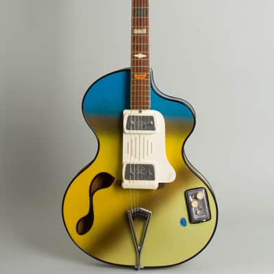 Wandre  BB Model Semi-Hollow Body Electric Guitar (1961), black tolex hard shell case. image 1