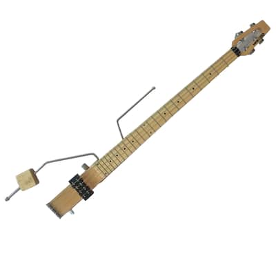 Ministar Basstar Travel Guitar Natural Finish 4 String Bass with Built-in Amp image 1