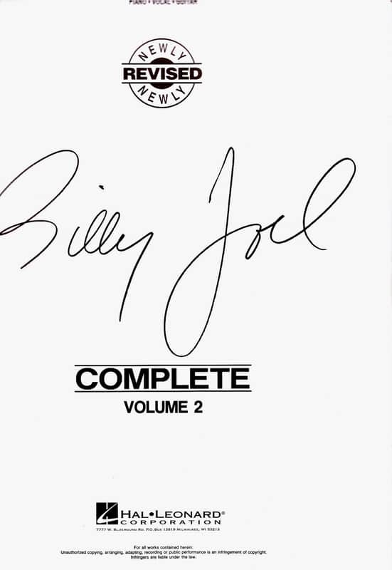 Billy Joel Complete Volume 2 Piano Vocal Guitar Hal Leonard Corporation EMI Music Publishing Piano Vocal Guitar 1990's image 1