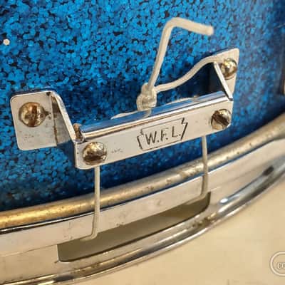 Ludwig 1960's Trans-Badge "Jazz Festival"14"×5" " Blue Sparkle" 1960's image 4