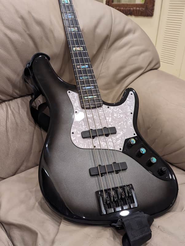 Kiesel Custom JB-4 Jazz Bass - Silverburst w/ Hipshot D-Tuner and Active Pre-Amp image 1