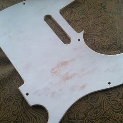 Custom Tooled Leather Fender Telecaster Pickguard Distressed White Road Worn image 1