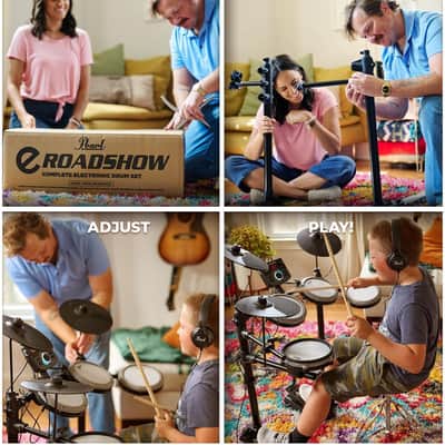 Pearl ERS1000 eRoadshow Electronic Drum Set, Complete Kit with Four Quiet Mesh Pads, Two Pedal Controllers, Cymbal Pads, Throne, Drum Rack, Headphones, and Sticks image 3