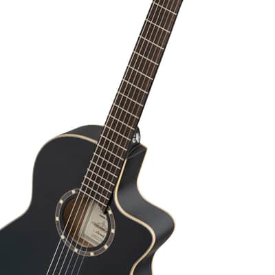 Ortega RCE125SBK-3/4 Family Series Spruce Top Thinline Body Cutaway 3/4 Size Nylon 6-String Classical Acoustic-Electric Guitar w/Gig Bag image 8
