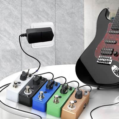 9V Guitar Pedal Power Supply, 9 Volt 1a AC DC Adapter Pedalboard Charger with 6 Way Daisy Chain Cable Cord for BOSS 1 Spot Effect Pedals Center Negative image 2