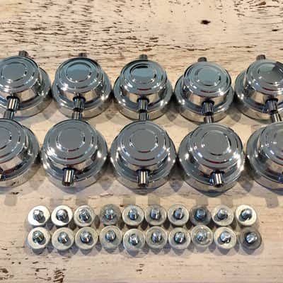 (10) DW Collector’s Series Chrome Snare Drum Turret Lugs including the Cookies (rubber gaskets) & Mounting Screws image 2
