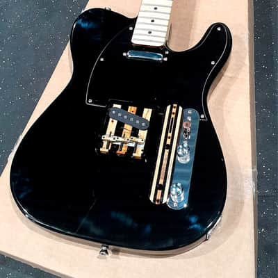 Hillbilly Guitars Custom Black Ebony & Flame Maple Telecaster Bridge w Brass Comp Saddles image 2