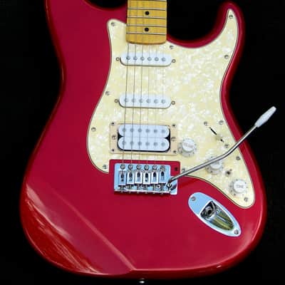Metallic Red Stratocaster + Custom Maple Neck + SSH Pickup Configuration + Aged Pearl Guard+ Bridge Humbucker-7-Sound-Switching + Working Bridge Tone +TB Circuit+ Kluson Style Tuners w/Low Action+ Leveled, Crowned and Polished Frets! image 6