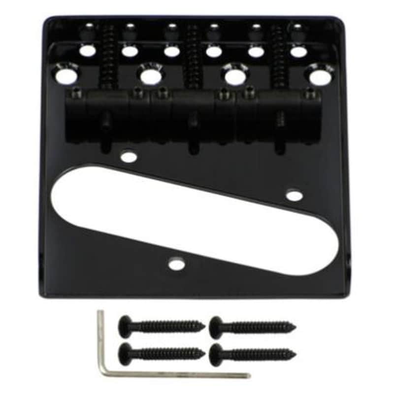 SGM Vintage Style Tele Bridge, Replacement for Telecaster or similar style, Black image 1