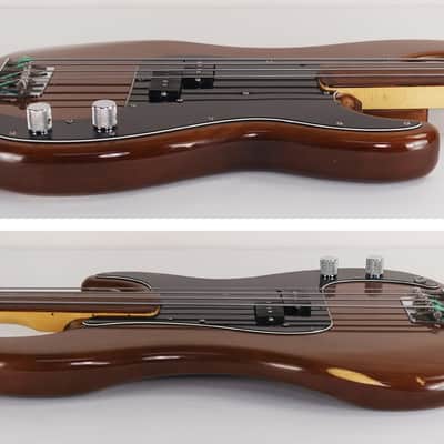 1977 Fender Fretless Precision Bass Mocha Walnut Brown with Hardshell Case imagen 4