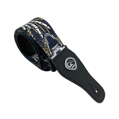 Skull Embroidered Guitar Strap - Adjustable Gothic Rock Style for Electric & Acoustic image 5