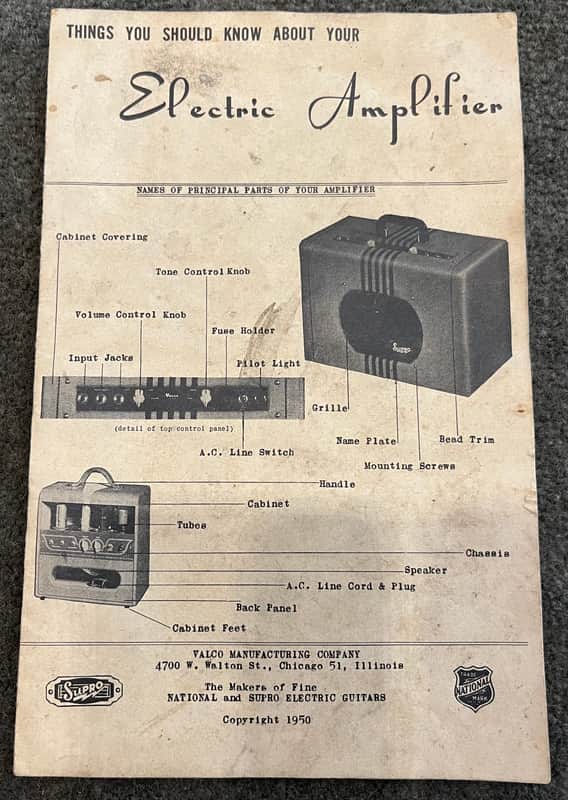 Valco Amplifier User Manual 1950’s image 1