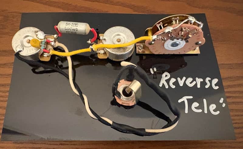 Fender Telecaster Reverse (control plate) 3-way wiring harness neck and bridge single coil pickups and treble bleed circuit mod image 1