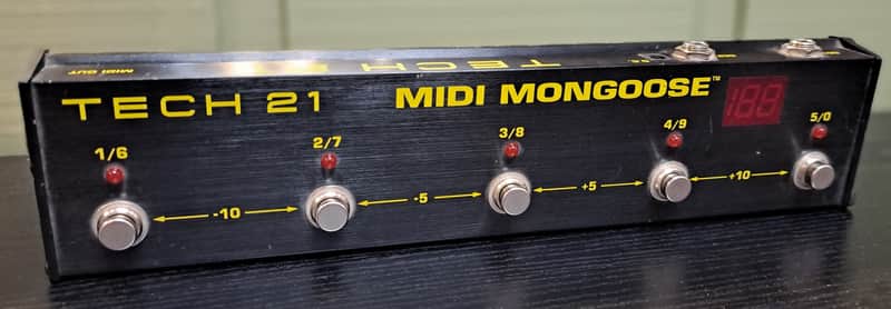 TECH 21 MIDI MONGOOSE 5 BUTTON MIDI CONTROLLER W/ 5 PIN MIDI CABLE image 1