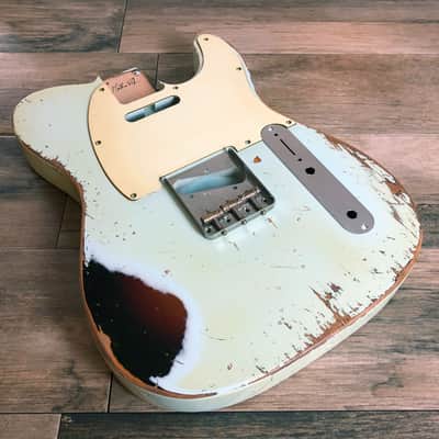 Made to Order - FRANCHIN Mars guitar body Relic Aged 100% Nitro Lacquer COLOR OVER COLOR (Butterscotch/ Sunburst/ Black/ White/ Blue/ Green/ Yellow/ Red/ Pink/ Burgundy/ Purple/ Gold/ Silver, etc.) Basswood Poplar Telecaster-Tele-T-Style Made in Italy image 18