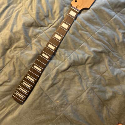 Roasted Maple Guitar Neck, Fits Strat Style, 9.5 radius, half paddle, BLOCK inlay image 2