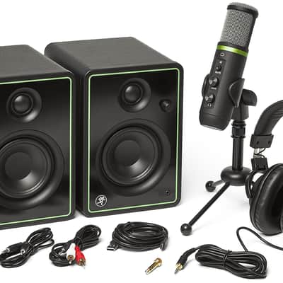 Mackie Creator Bundle with CR3-X 3-inch Creative Reference Multimedia Monitors, EM-USB Condenser Microphone, MC-100 Professional Headphones and Accessories | Includes Software image 1