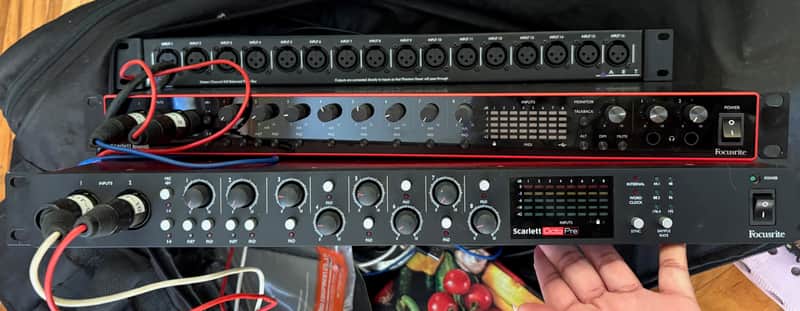 Multiple Focusrite Scarlett 18i20 + OctoPre + ART P16 Patchbay – Pro Audio Bundle 3rd Gen - Black image 1