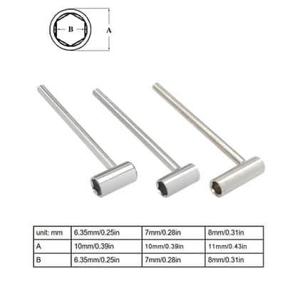 3-Piece Guitar Truss Rod Wrench Set – Hex Box Spanner Luthier Neck Adjustment Tool image 2