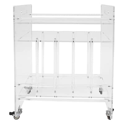 Clear Acrylic Record Player Stand with Wheels – Rolling Vinyl & CD Storage Table, 3-Tier Modern Cart image 5