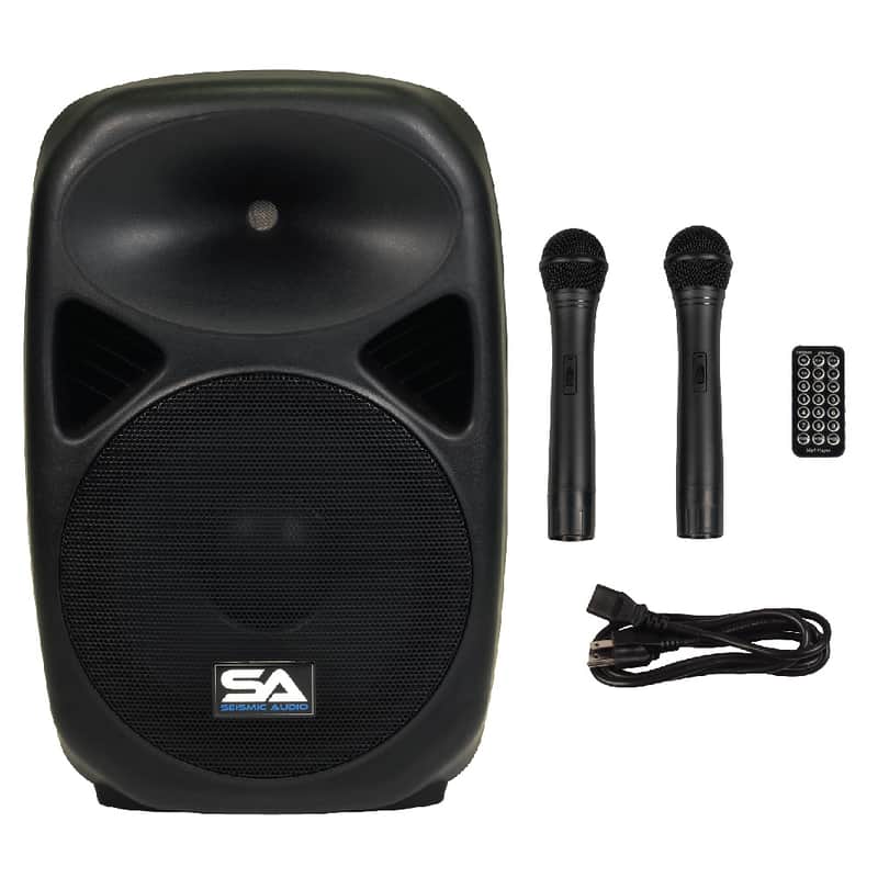 Seismic Audio RSG-12 Powered 1x12" 100w PA BLUEtooth Speaker w/ (2x) Handheld Mics, Remote image 1