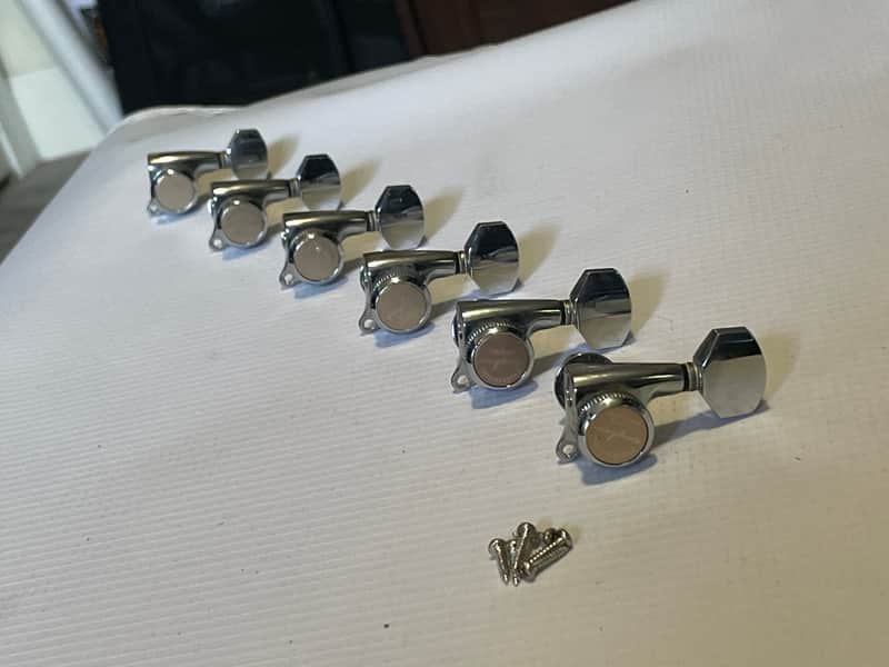 2010's Guyker GOTOH Style 6 In Line RH Chrome Electric Guitar Locking Tuners Tuning Pegs image 1