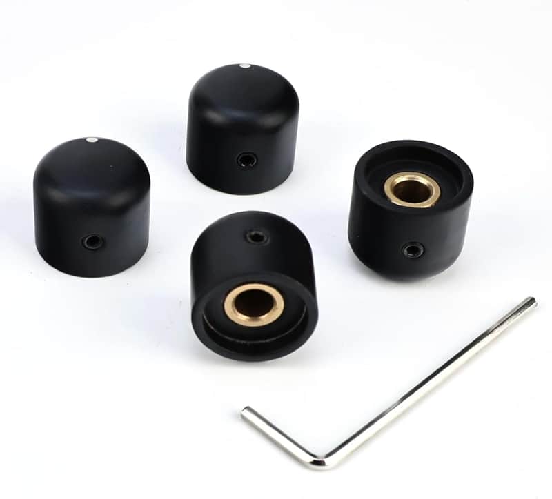 4Pcs Ebony Electric Guitar Volume Tone Knobs with 6mm（15/64"） Brass Hole Wood Bass Guitar Control Knobs Compatible with Fender Strat Telecaster Les Paul Guitar Replacement Parts (Ebony Color) image 1