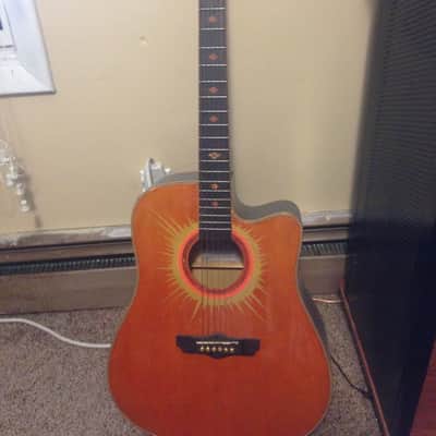 Esteban Acoustic Electric Guitar Orange/Black image 1