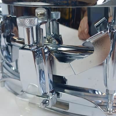 Ludwig Steel Rocker 8Lug Snare Drum 80s 5x14"Vintage Chrome Black/White #841227 image 4