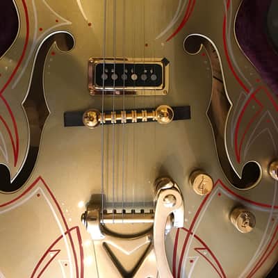 Gretsch Rare MIJ Custom G6120DS w/HSC 2013 Gold w/Custom Pinstripes by Hot Rod Walt #341 image 4
