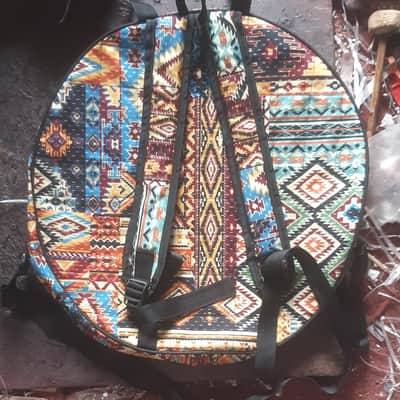 12" inch. VELVET Fabric Handmade Shaman Shamanic wooden frame drum Bag + front One Pocket , Avl. in (4) Four types Hanging belts image 3