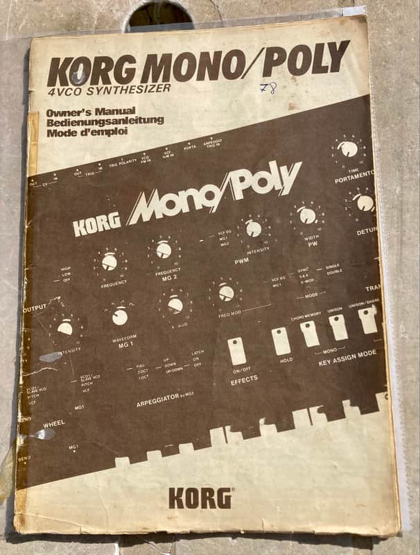 Korg Mono/Poly Owner’s Manual EN/FR/DE Original image 1